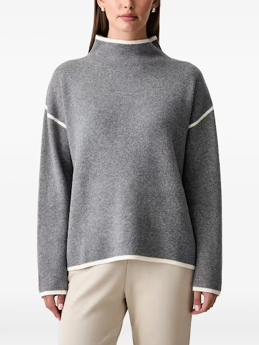 Joop Contrast-trim High-neck Sweater In Gray