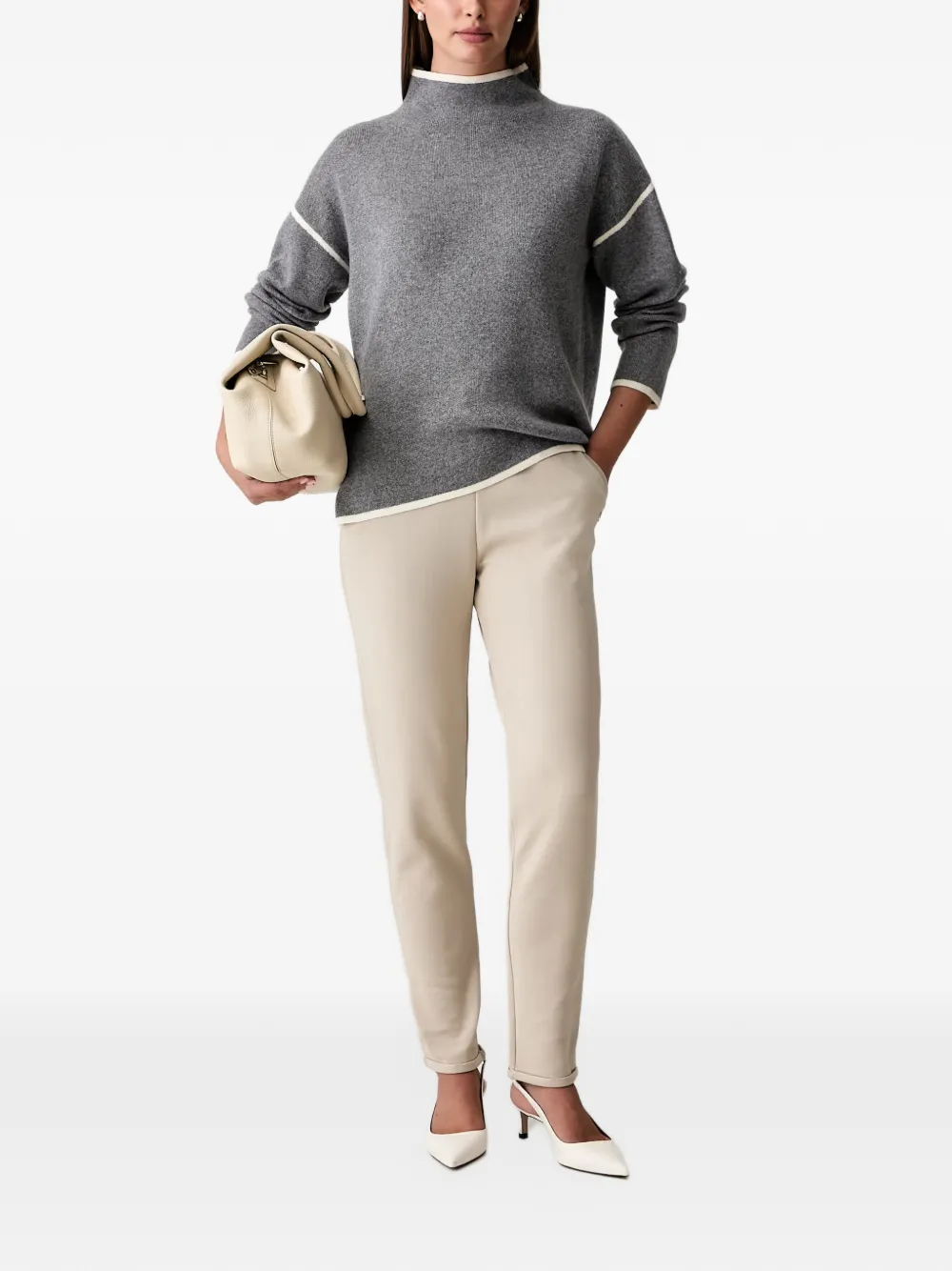 Joop! contrast-trim high-neck sweater Grijs