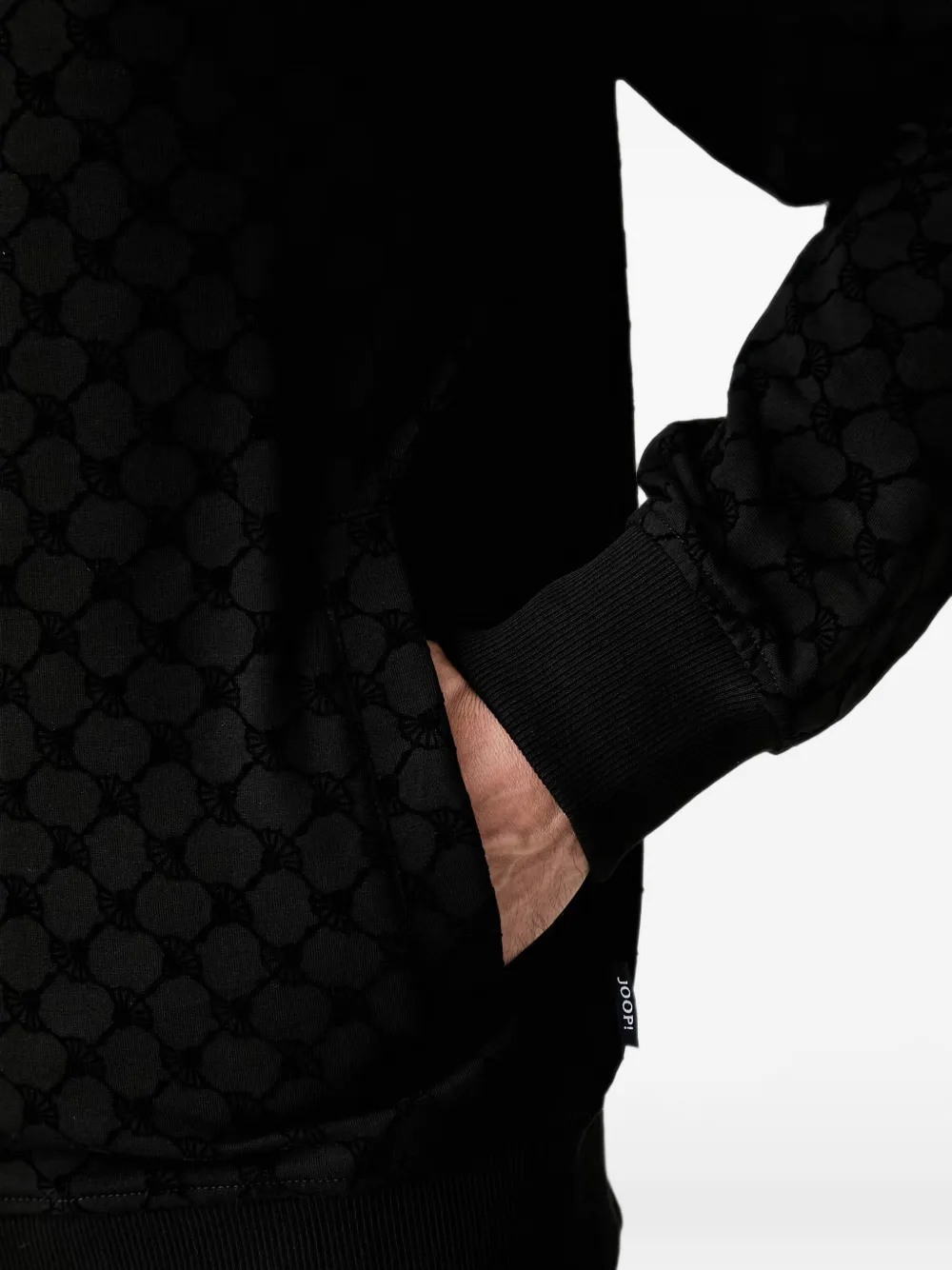 Joop! monogram-pattern zip-up sweatshirt Zwart