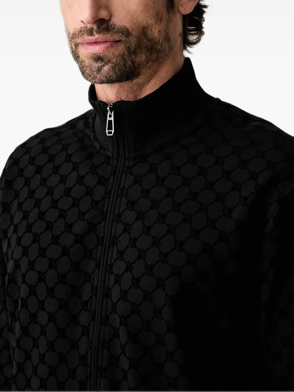 Joop! monogram-pattern zip-up sweatshirt Zwart