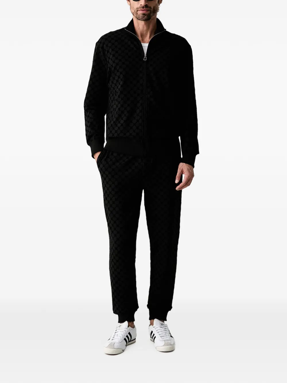 Joop! monogram-pattern zip-up sweatshirt Zwart