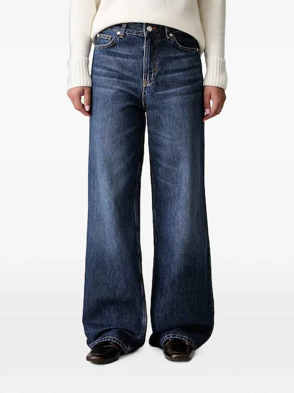 Joop Wide-leg Washed Jeans In Blue