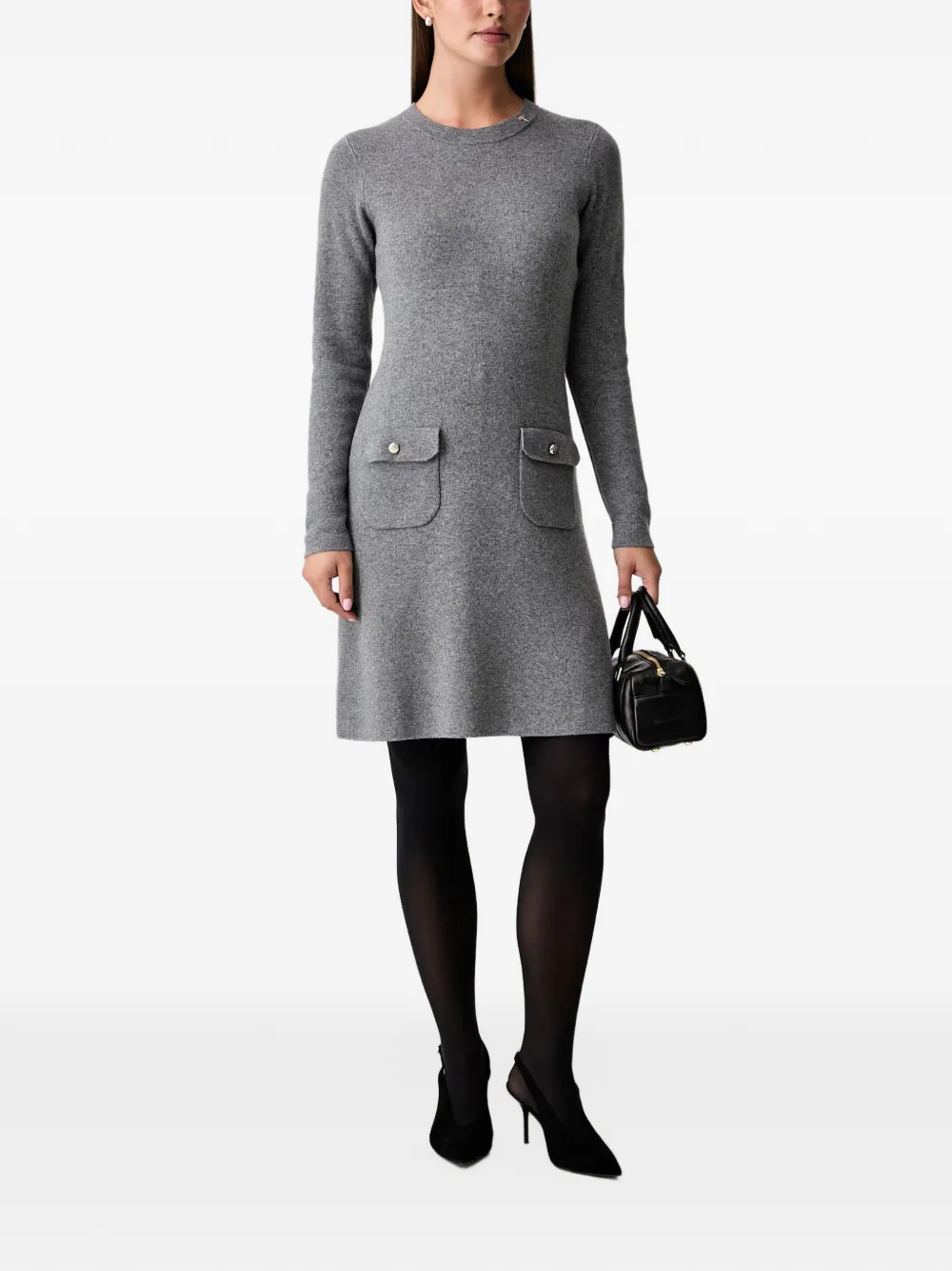 Joop! button-pocket long-sleeve mini dress Grijs