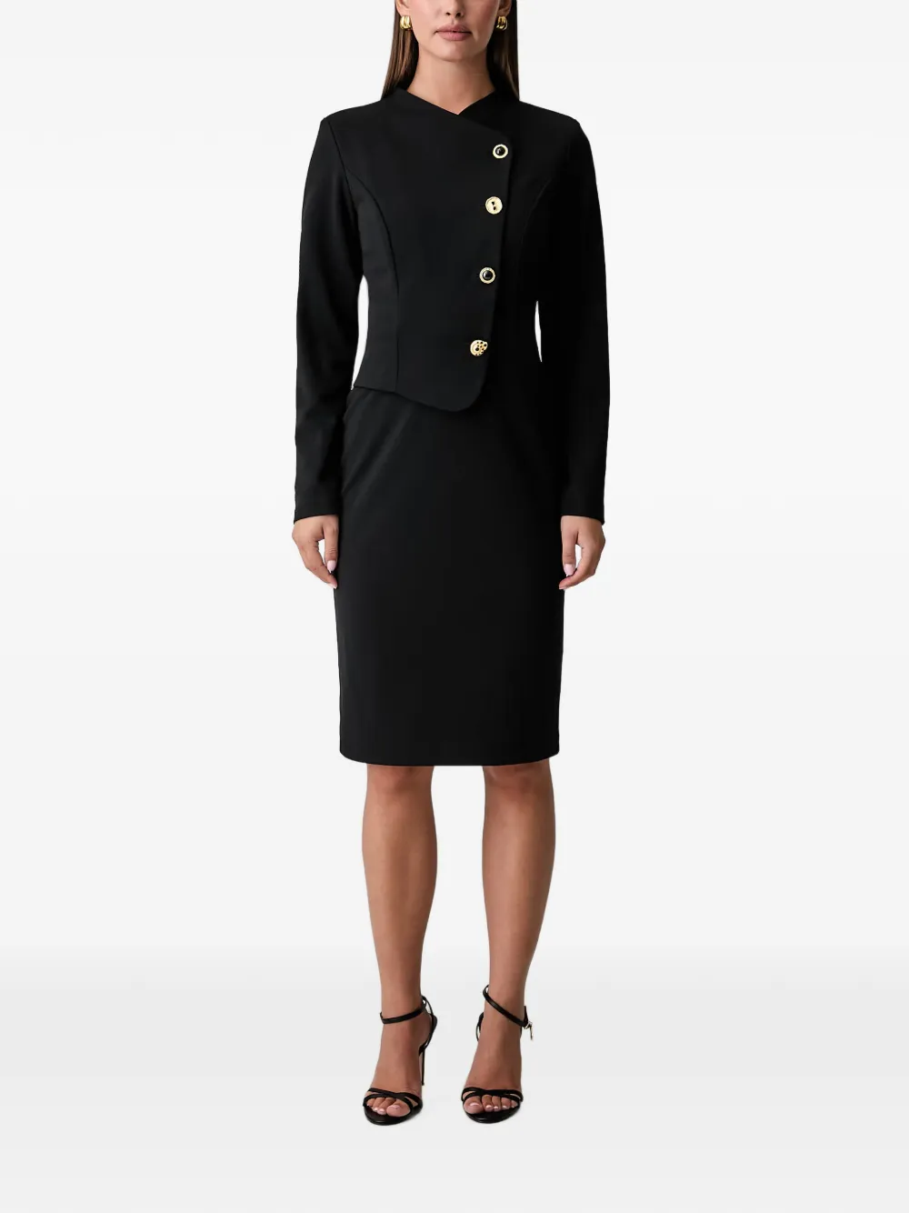 Joseph Ribkoff Midikleid mit asymmetrischer Knopfleiste - Schwarz
