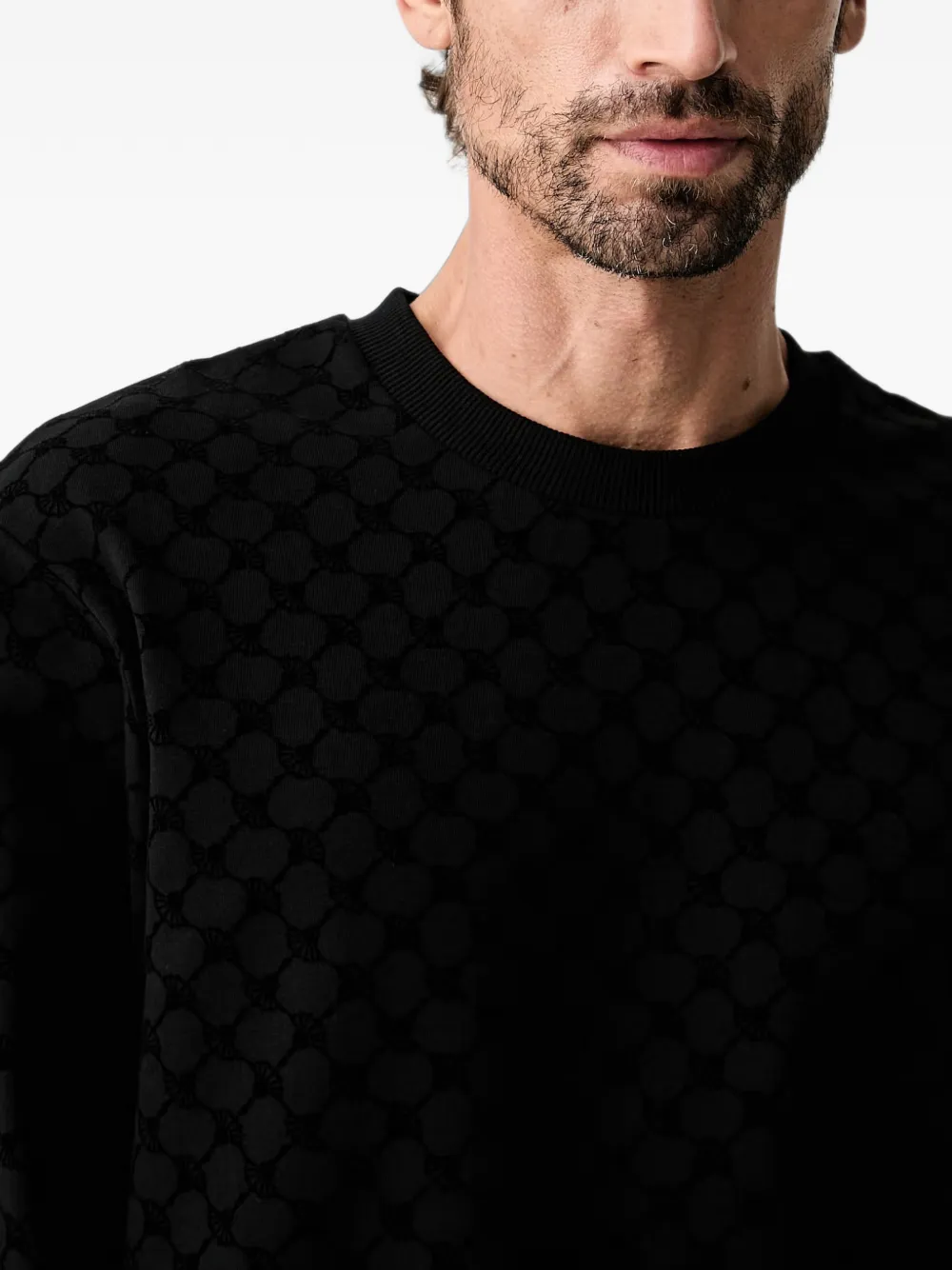 Joop! monogram-patterned crew-neck sweatshirt Zwart