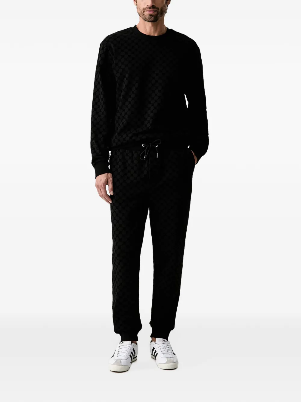 Joop! monogram-patterned crew-neck sweatshirt Zwart