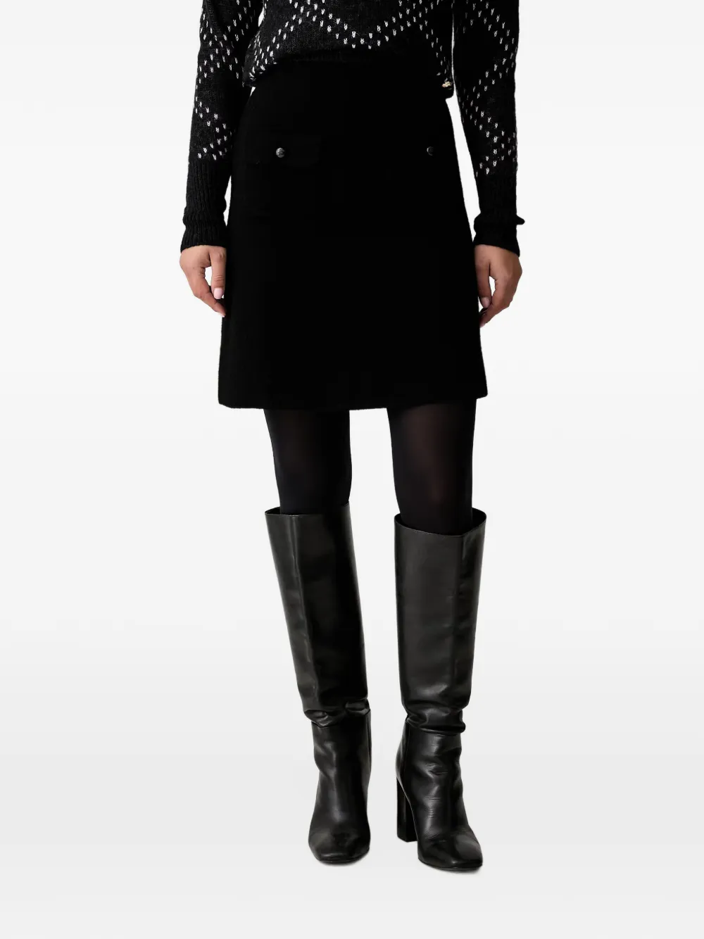 Joop! logo-buttoned knitted mini skirt - Noir Joop! logo-buttoned knitted mini skirt - Noir