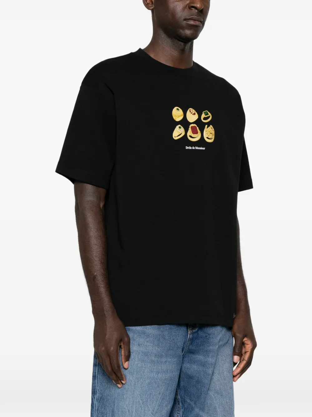 Drôle De Monsieur Rings T-shirt met print Zwart