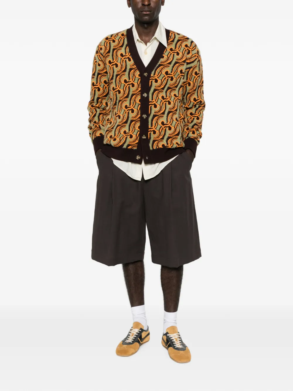 Drôle De Monsieur Jacquardgebreid vest met abstract patroon Bruin