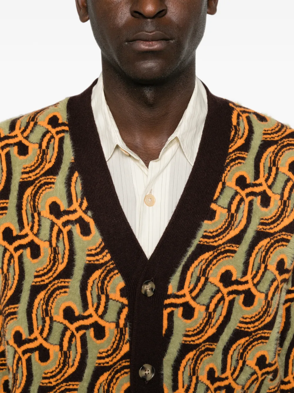 Drôle De Monsieur Jacquardgebreid vest met abstract patroon Bruin