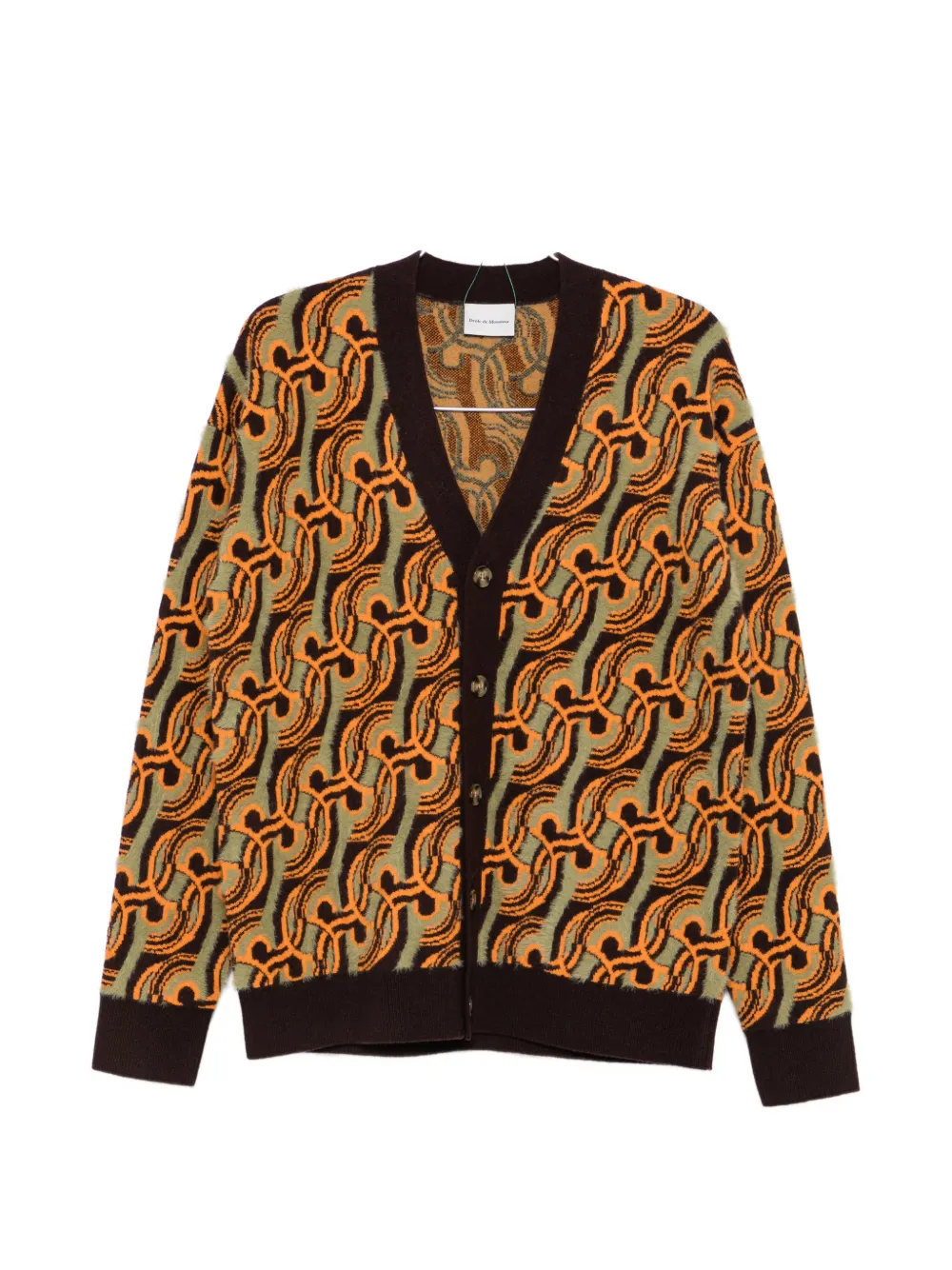 Drôle De Monsieur abstract-pattern jacquard-knit cardigan - Marrone