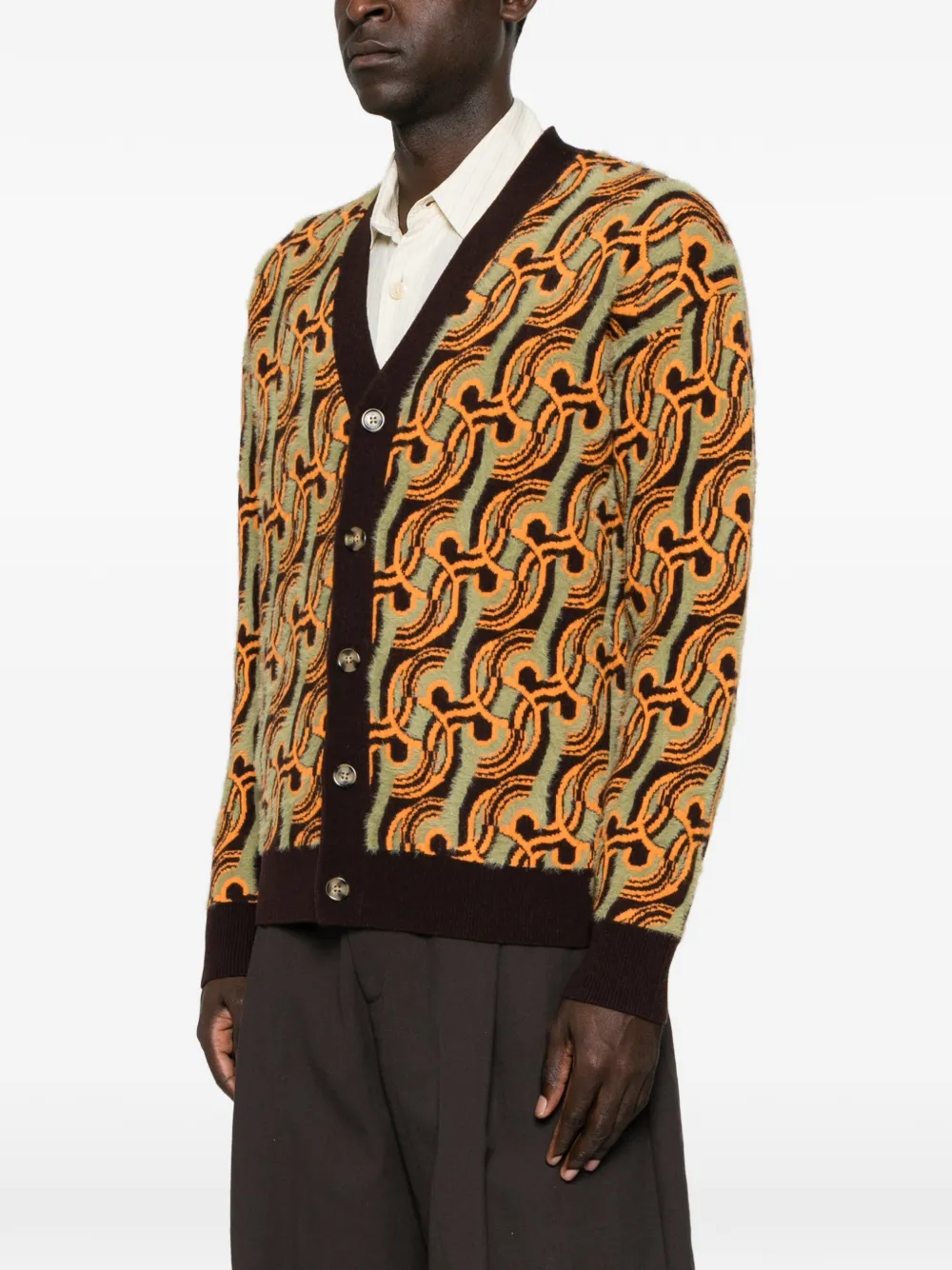 Drôle De Monsieur Jacquardgebreid vest met abstract patroon Bruin