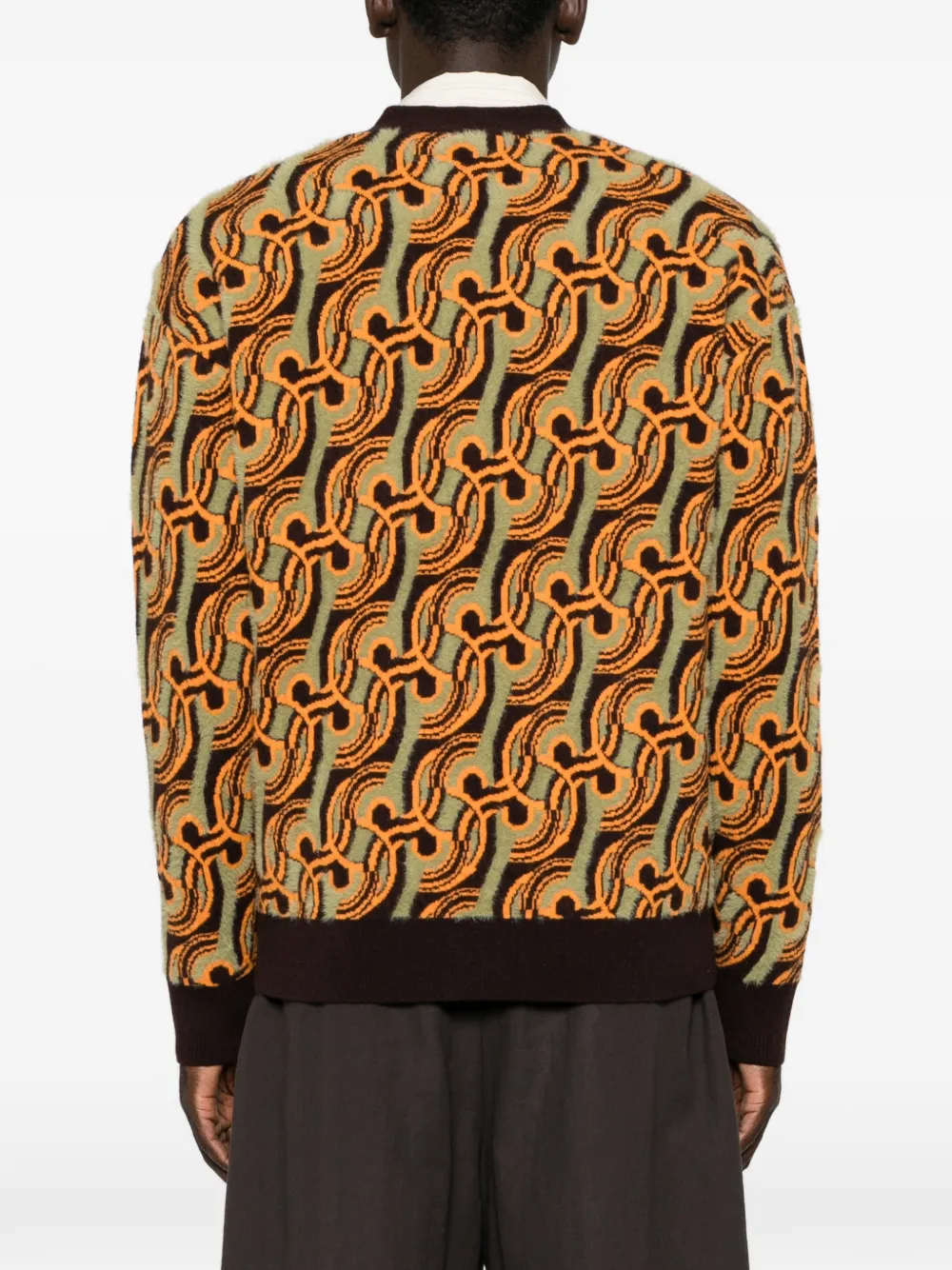 Drôle De Monsieur Jacquardgebreid vest met abstract patroon Bruin