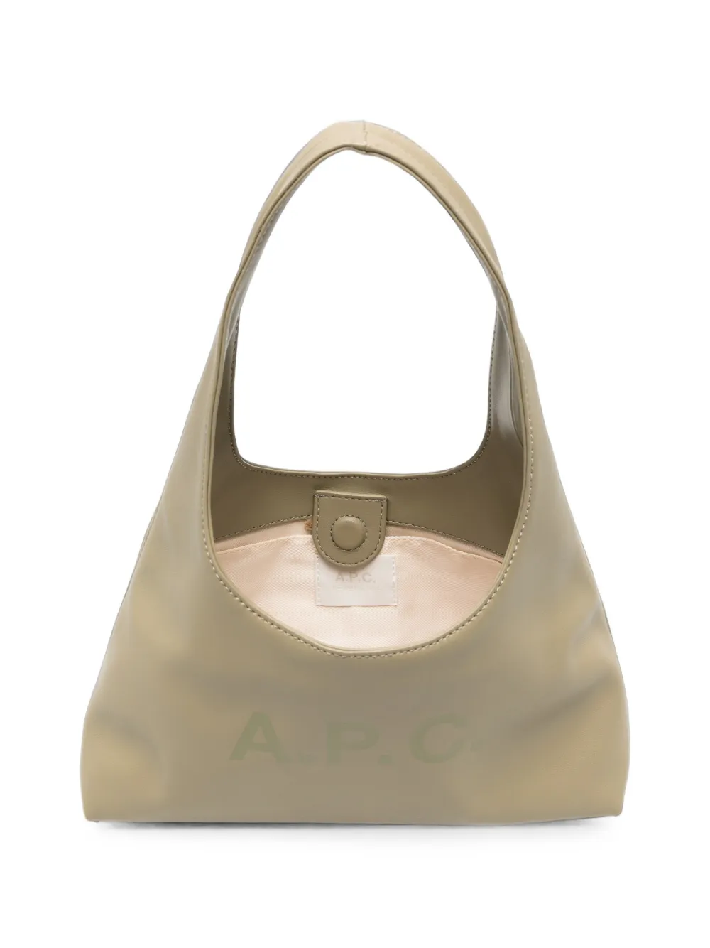 A.P.C. Leren shopper met logoprint Beige