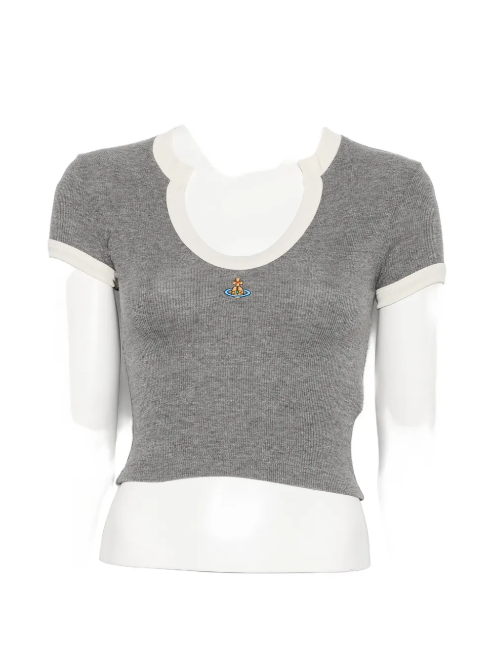 Vivienne Westwood Orb-embroidered contrast-trim T-shirt - Grau