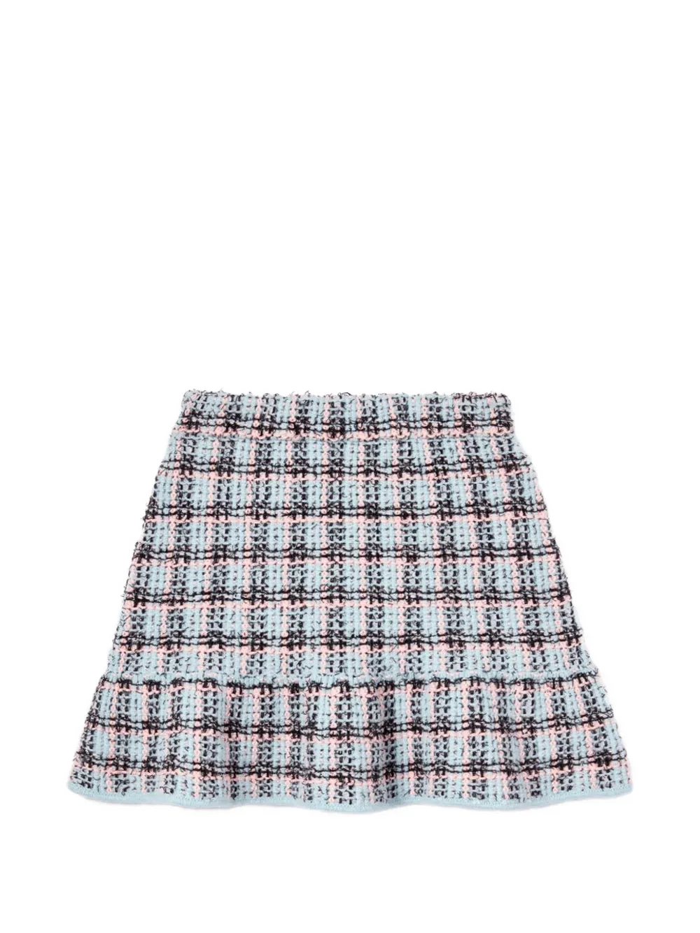 Self-Portrait Kids checked tiered mini skirt Blauw