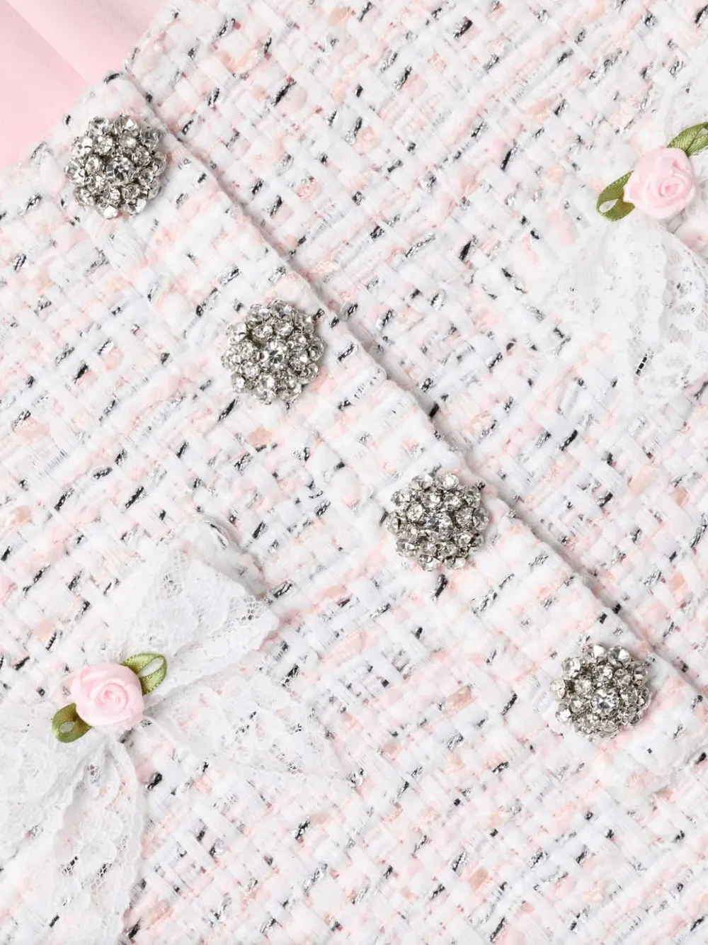 Self-Portrait Kids bow-detail bouclé mini dress Roze