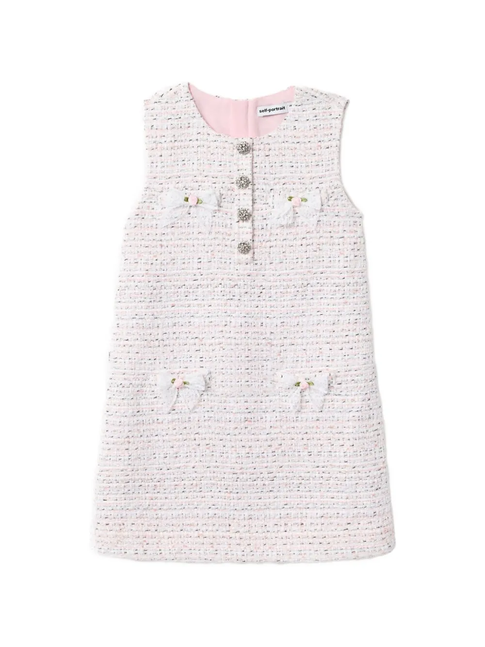 Self-Portrait Kids bow-detail bouclé mini dress Roze