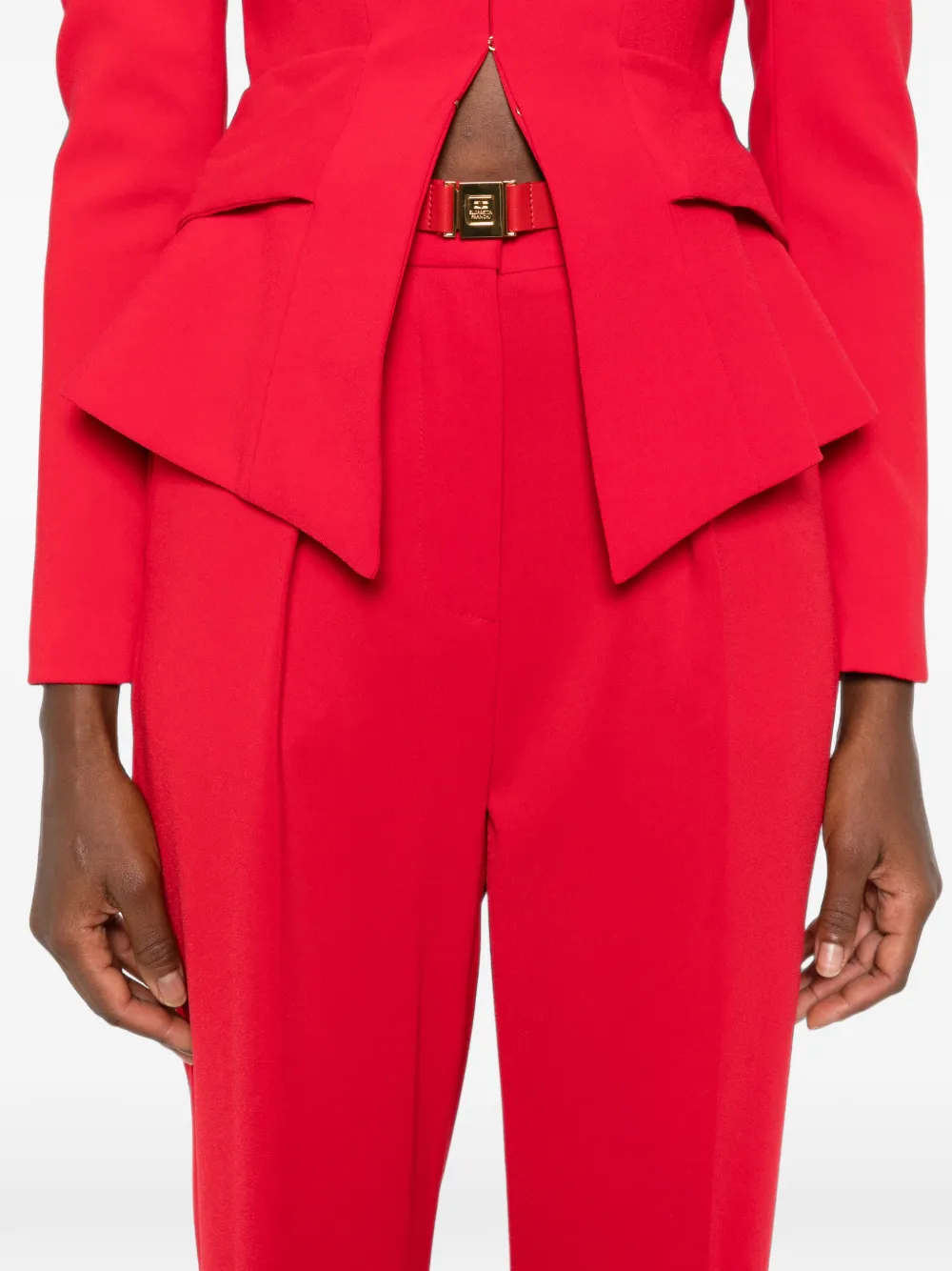 Elisabetta Franchi belted pleated tailored trousers Rood