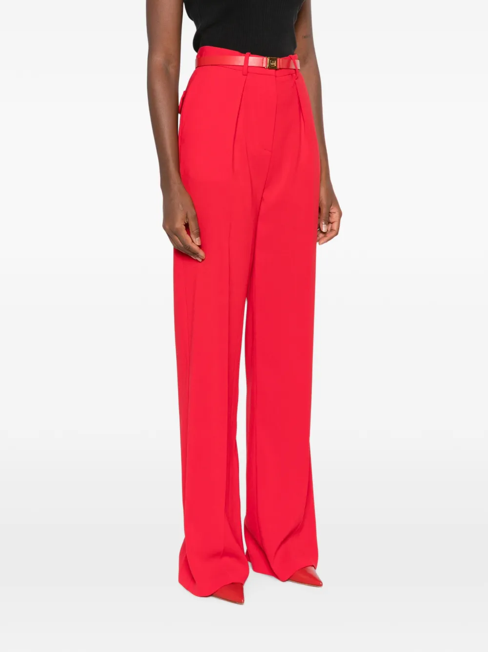 Elisabetta Franchi belted pleated tailored trousers Rood