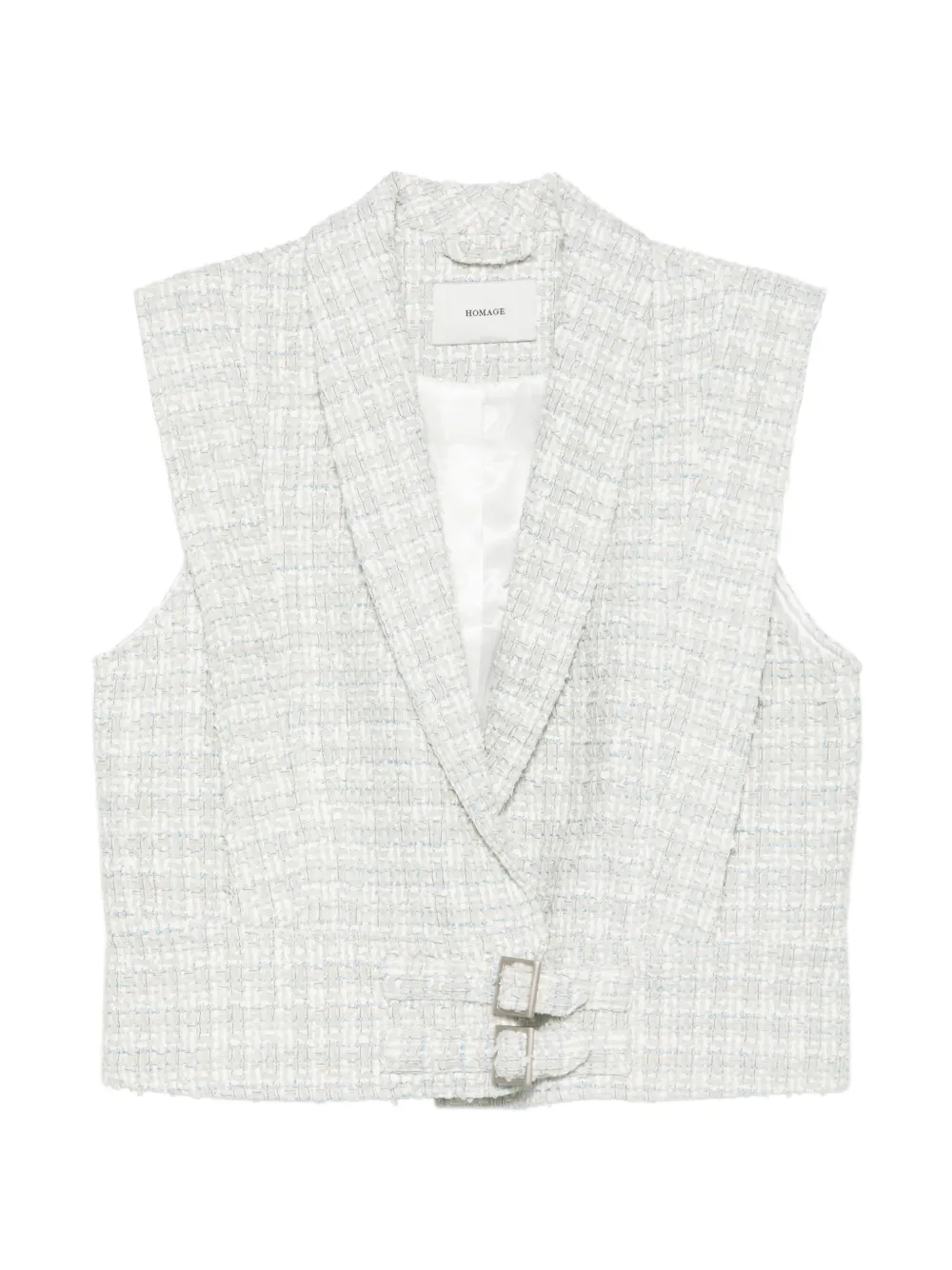 HOMAGE tweed buckle-fastening waistcoat - Bianco