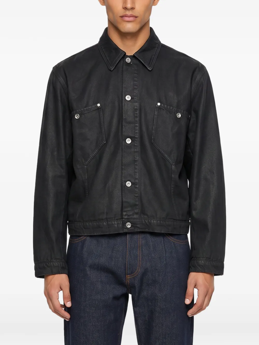 YMC Loft denim jack met gewaxt effect Zwart