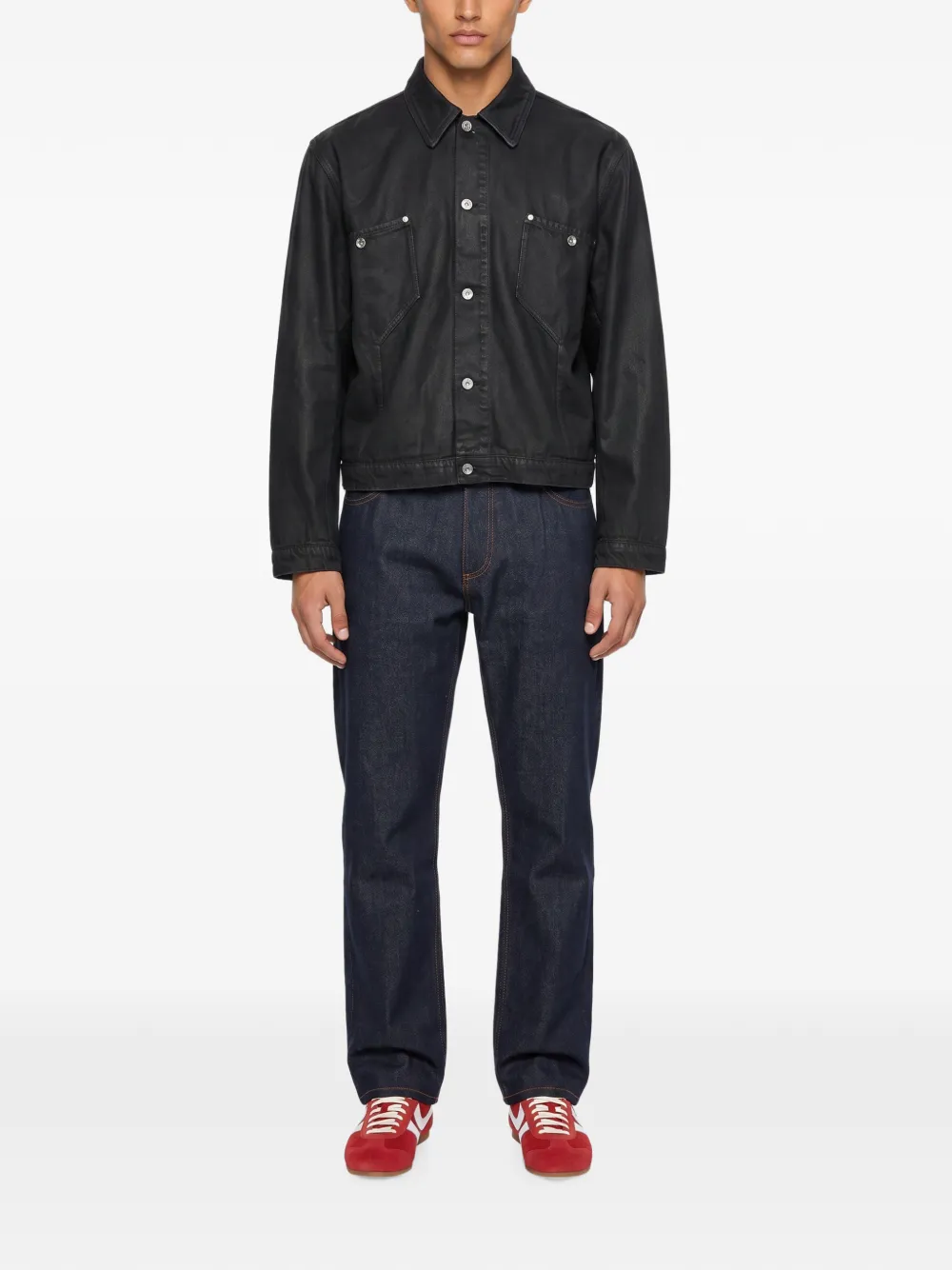 YMC Loft denim jack met gewaxt effect Zwart