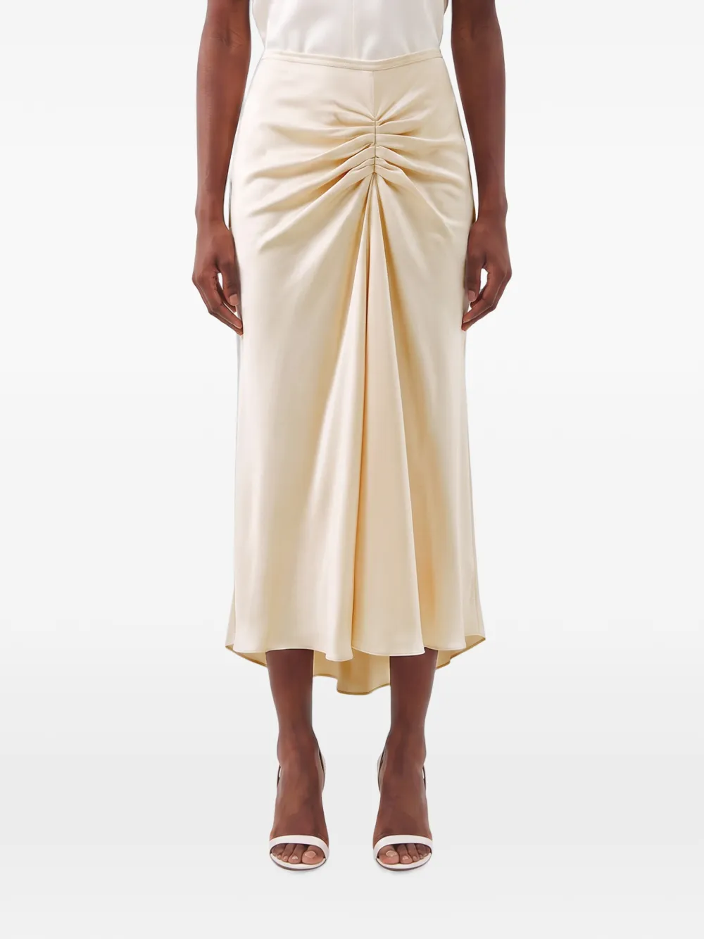 Victoria Beckham Midi-rok met ruches Beige