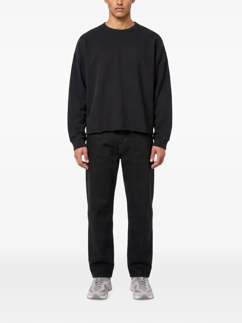 YMC Studio gerafelde sweater met verlaagde schouders Zwart
