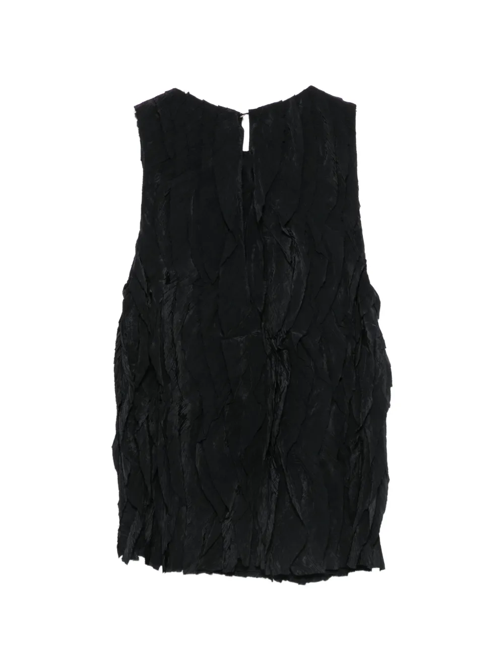 Alysi Mouwloze blouse met veren-effect Zwart