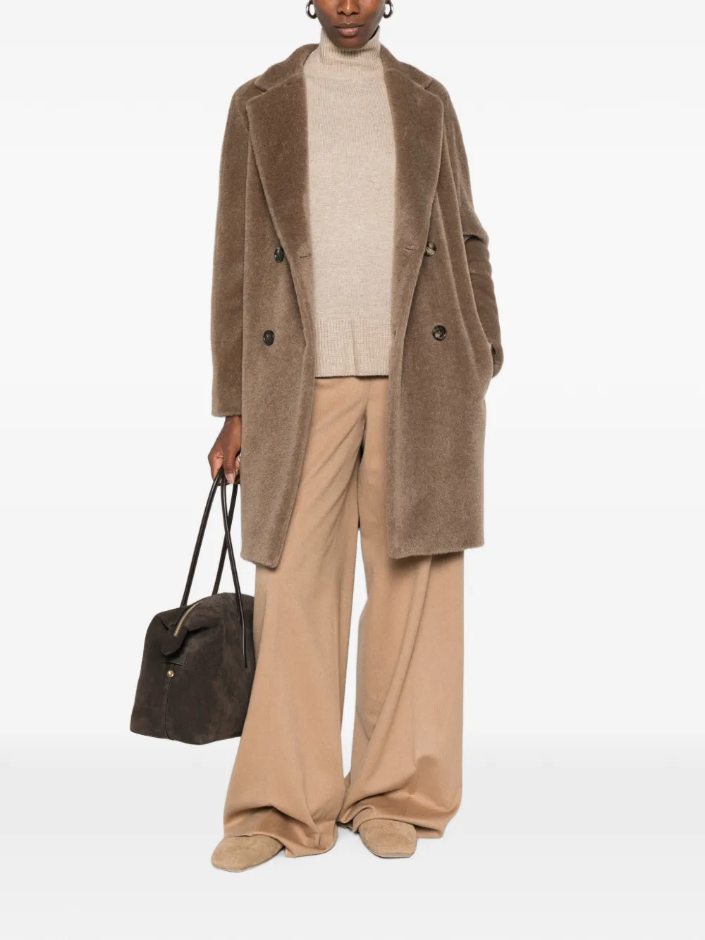 'S Max Mara Mantel met dubbele rij knopen Bruin