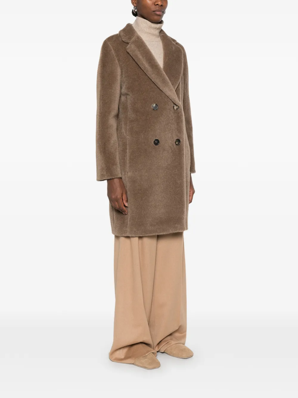 'S Max Mara Mantel met dubbele rij knopen Bruin
