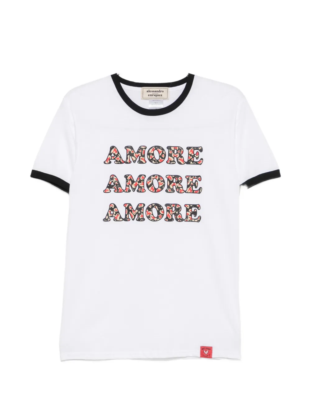 alessandro enriquez slogan-print ringer T-shirt - Bianco