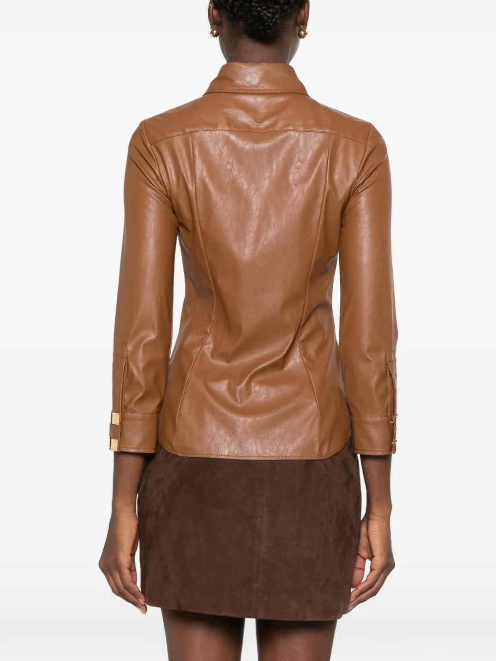 Elisabetta Franchi Blouse met logoplakkaat Bruin