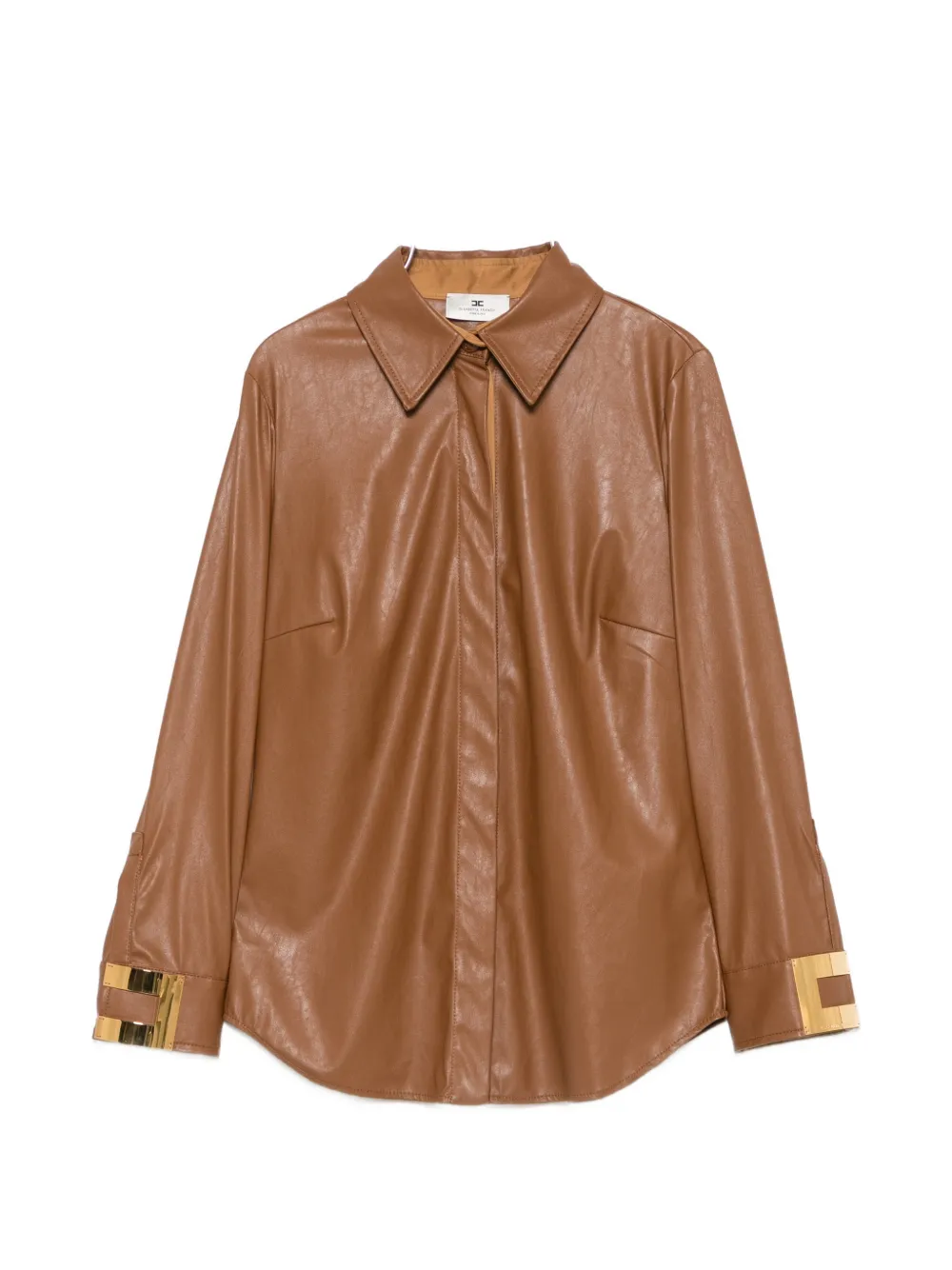 Elisabetta Franchi logo-plaque long-sleeve shirt - Braun