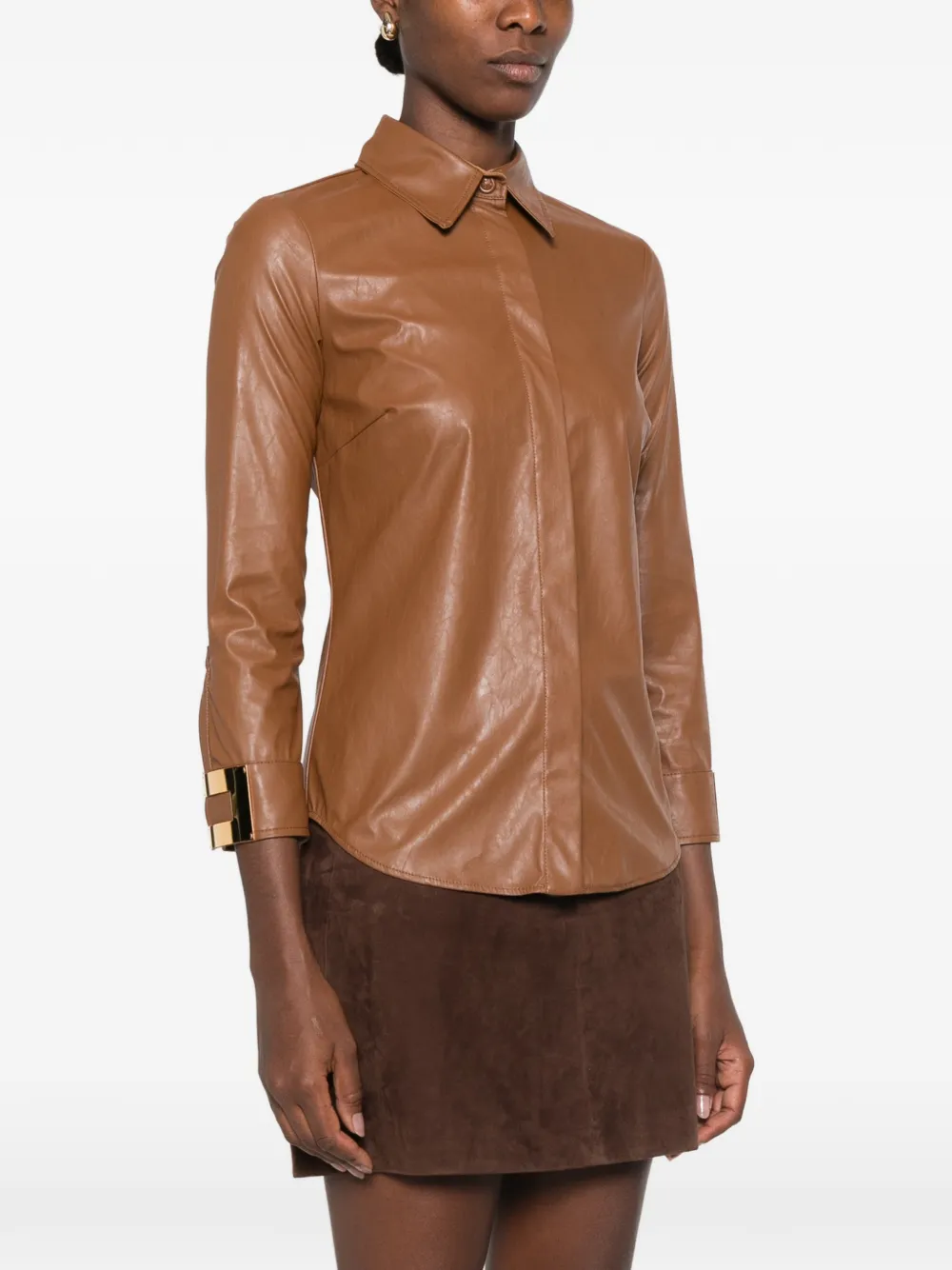 Elisabetta Franchi Blouse met logoplakkaat Bruin