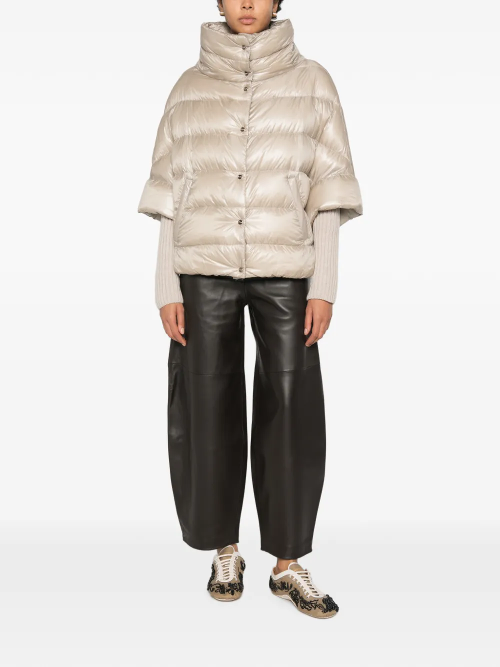 Herno Gewatteerde jas met hoge hals Beige