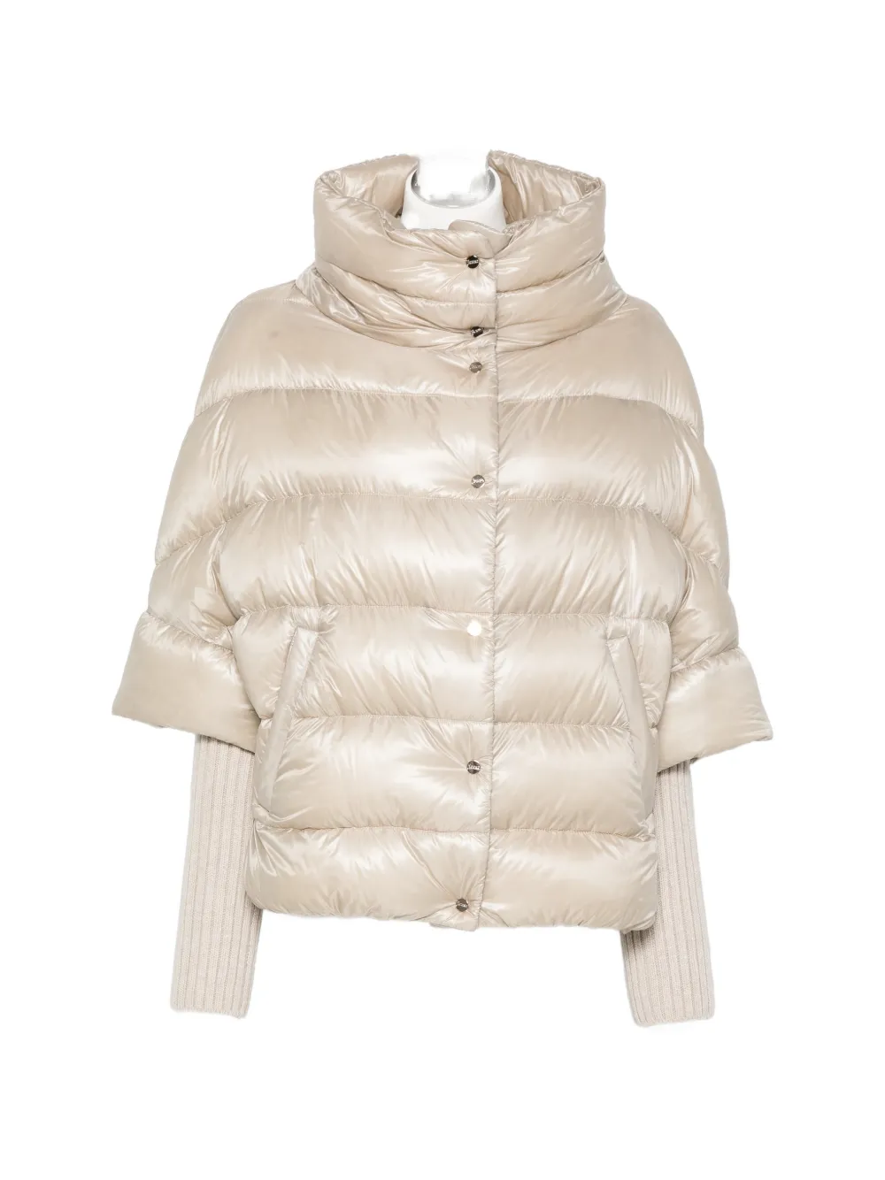 Herno Quilted High-neck Coat In Neutral
