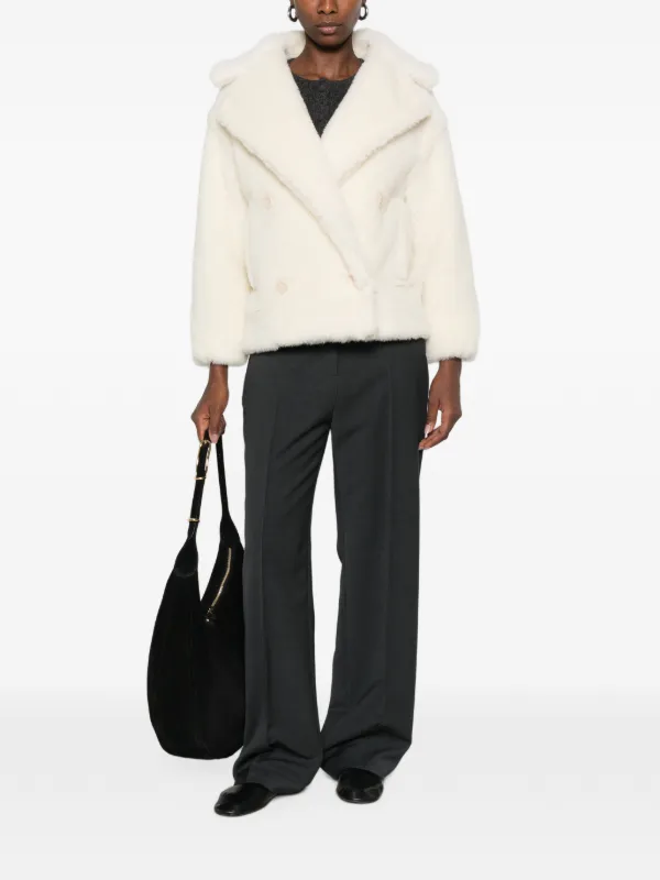 Max Mara double-breasted faux-fur Jacket | Neutrals | FARFETCH