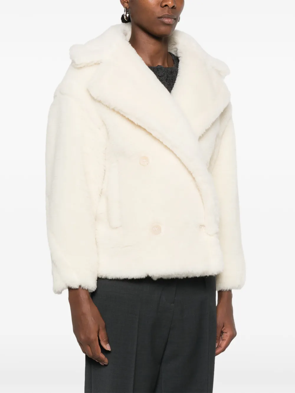 Max Mara double-breasted faux-fur Jacket | Neutrals | FARFETCH
