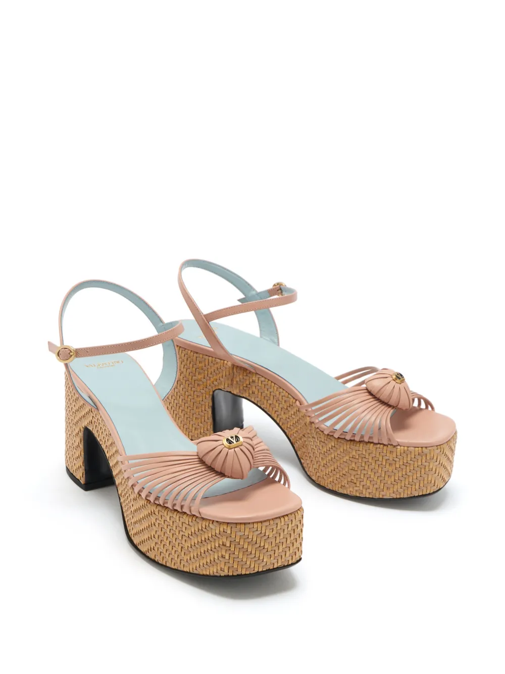 Valentino Garavani logo-plaque platform espadrilles Roze