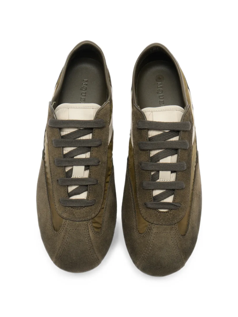 Alexander McQueen suede-panelled sneakers Groen