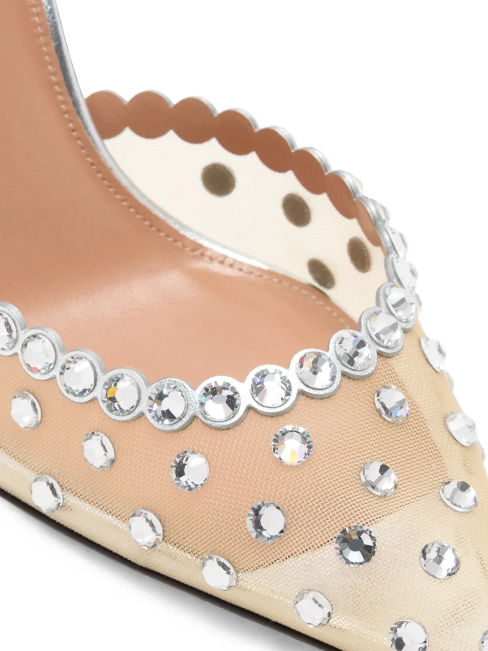 Aquazzura crystal-embellished mesh pumps Beige