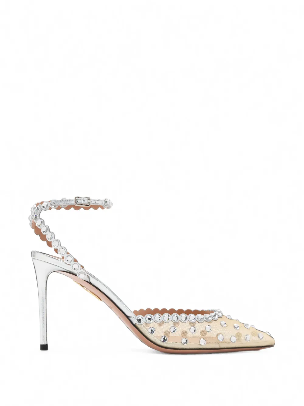 Aquazzura crystal-embellished mesh pumps Beige