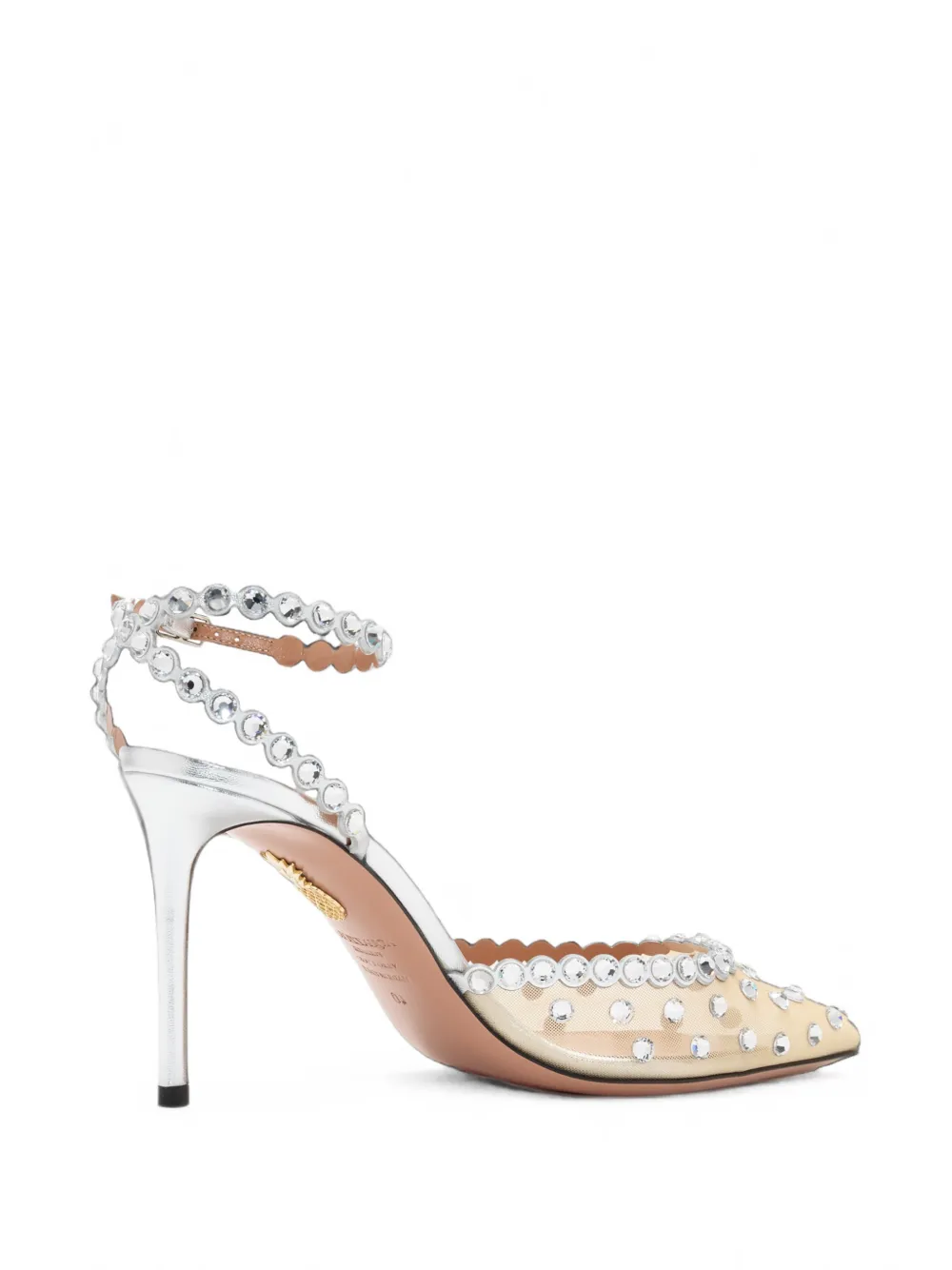 Aquazzura crystal-embellished mesh pumps Beige