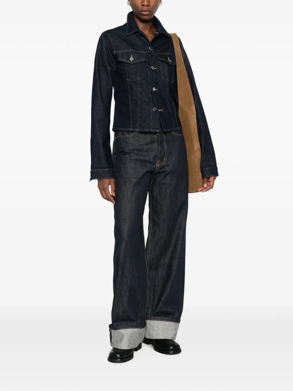 Haikure button-fastening denim jacket Blauw