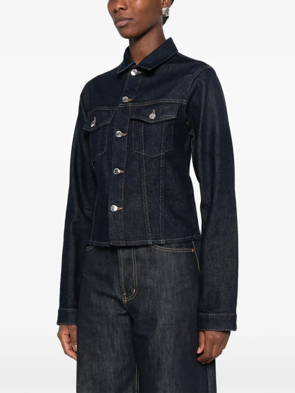 Haikure button-fastening denim jacket Blauw