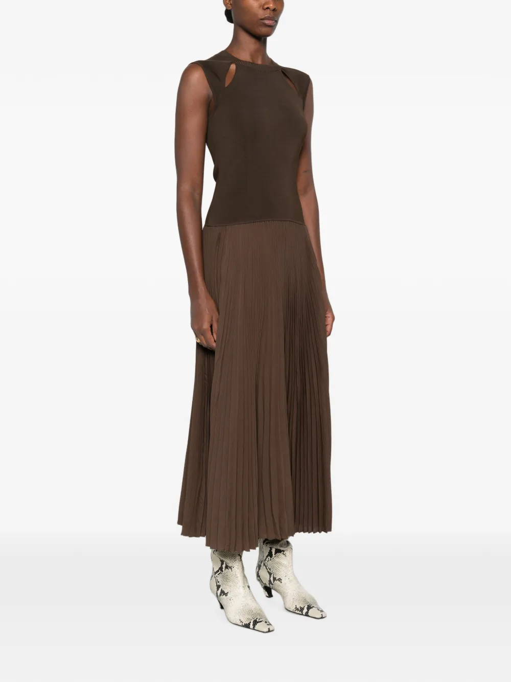 JOSEPH Nereus pleated cutout maxi dress Bruin