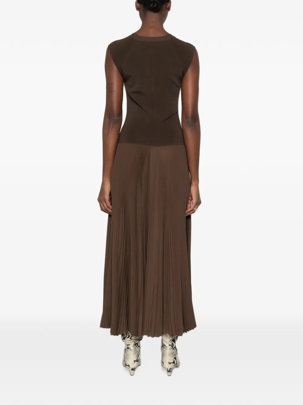 JOSEPH Nereus pleated cutout maxi dress Bruin