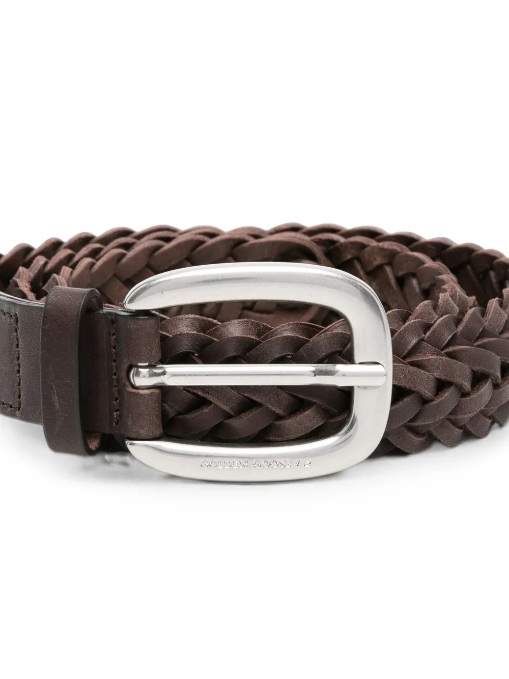 Golden Goose Houston woven leather belt Bruin